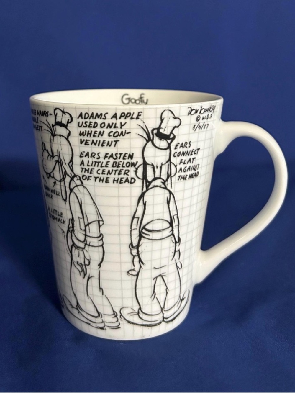 Disney Goofy Sketch Ceramic Cup or Mug, Jerry Leigh, Black & White - Picture 3 of 9